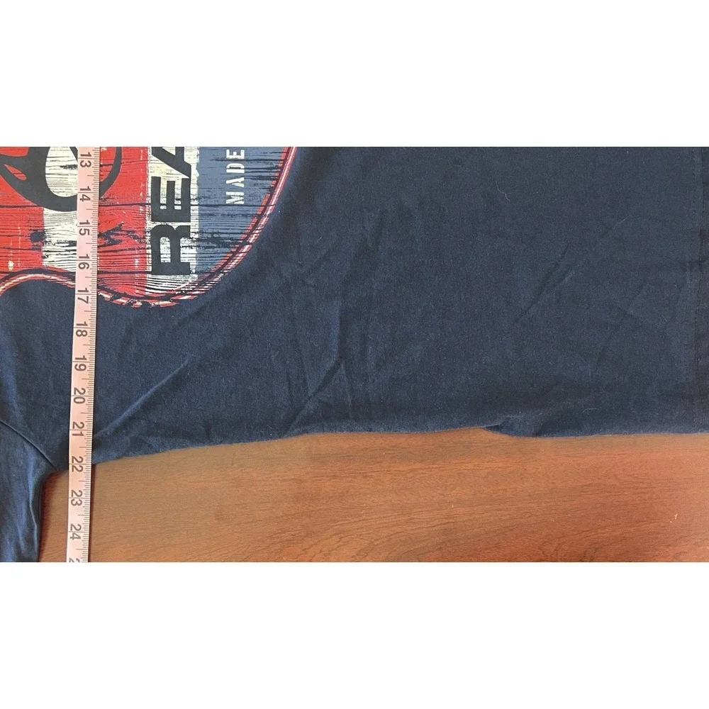 Realtree Mens Navy Blue Long Sleeve Graphic T-Shirt Large American‎ Flag Shield